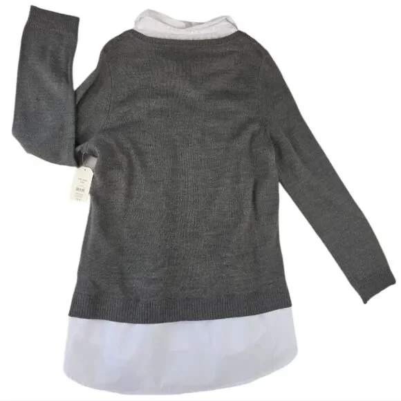 Faded Glory Women's Gray Knit Sweater with White Collared Shirt Layer Size XXL - Picture 2 of 15